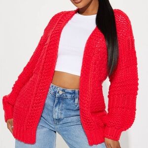 Fashion Nova Vibrant Red Cardigan